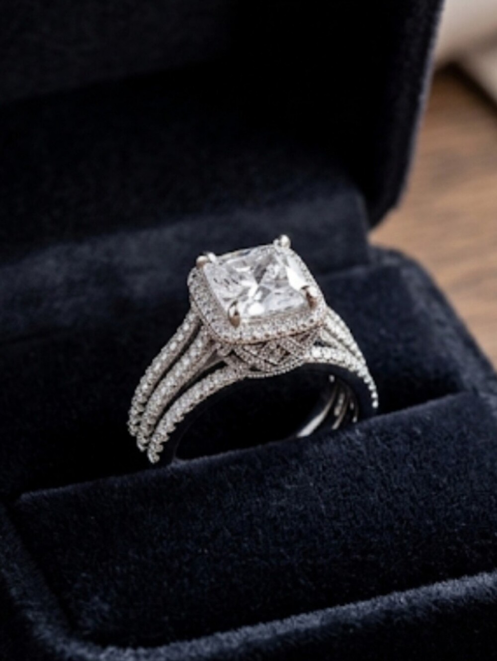 925 Sterling Silver Vintage Halo/Cushion/Pave Statement Ring ~ High Setting/Sz 7